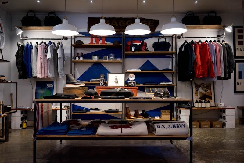 Clothing and displays in a boutique